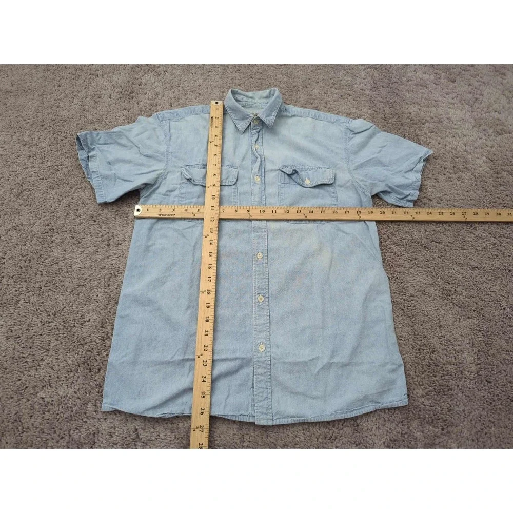 Free Farm Hand Button Up Shirt Mens Medium Blue Denim Short Sleeve‎ Casual - Picture 3 of 7